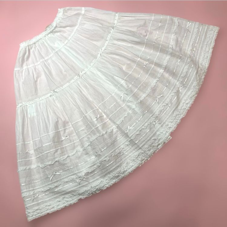 ピンタック使い綿ローンスカート 夏