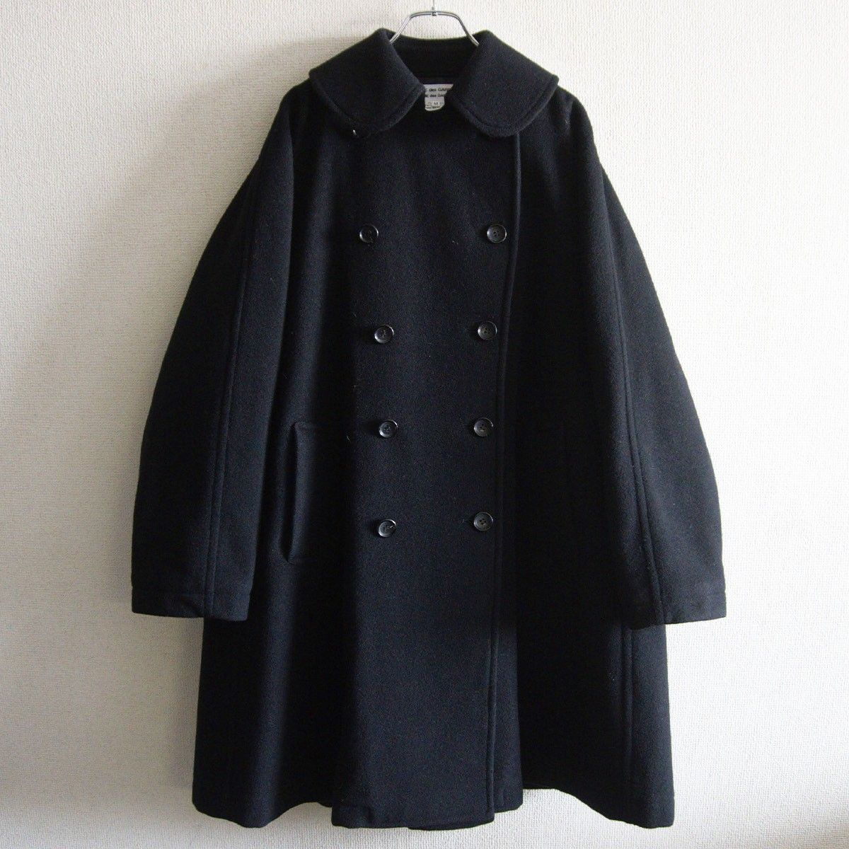 COMME des GARCONS 2025AW 丸襟 ウール コート M ブラック コムコム コムデギャルソン ワイドシルエット ブラック 25101237