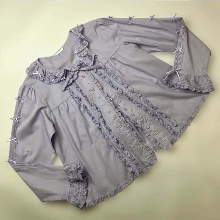 ピンクハウス ラベンダー ピコフリル使い オーバーブラウス 春