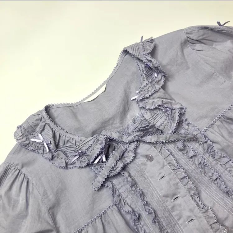 ピンクハウス ラベンダー ピコフリル使い オーバーブラウス 春