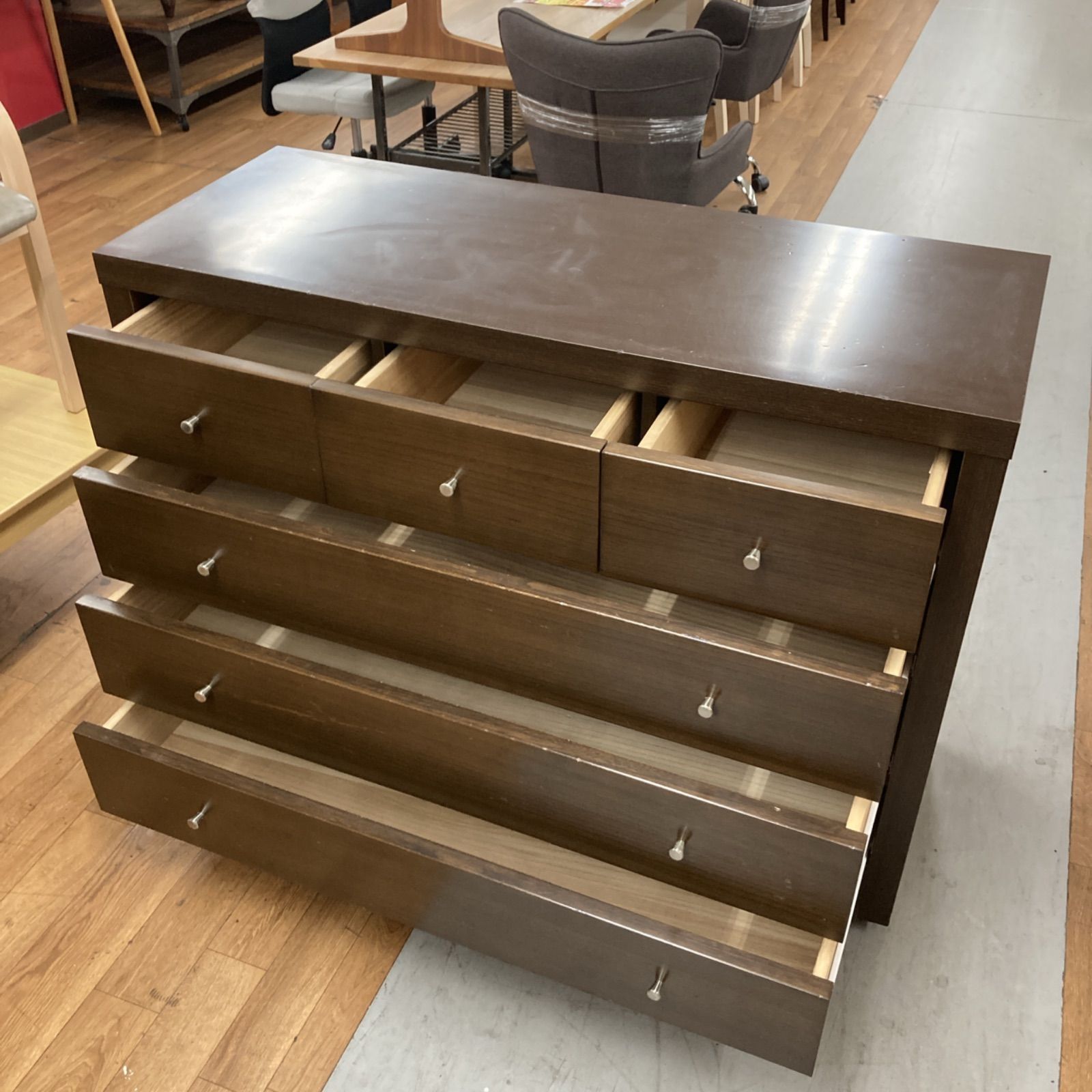 S144 4段チェスト ローチェスト タンス 箪笥 ブラウン 幅117cm