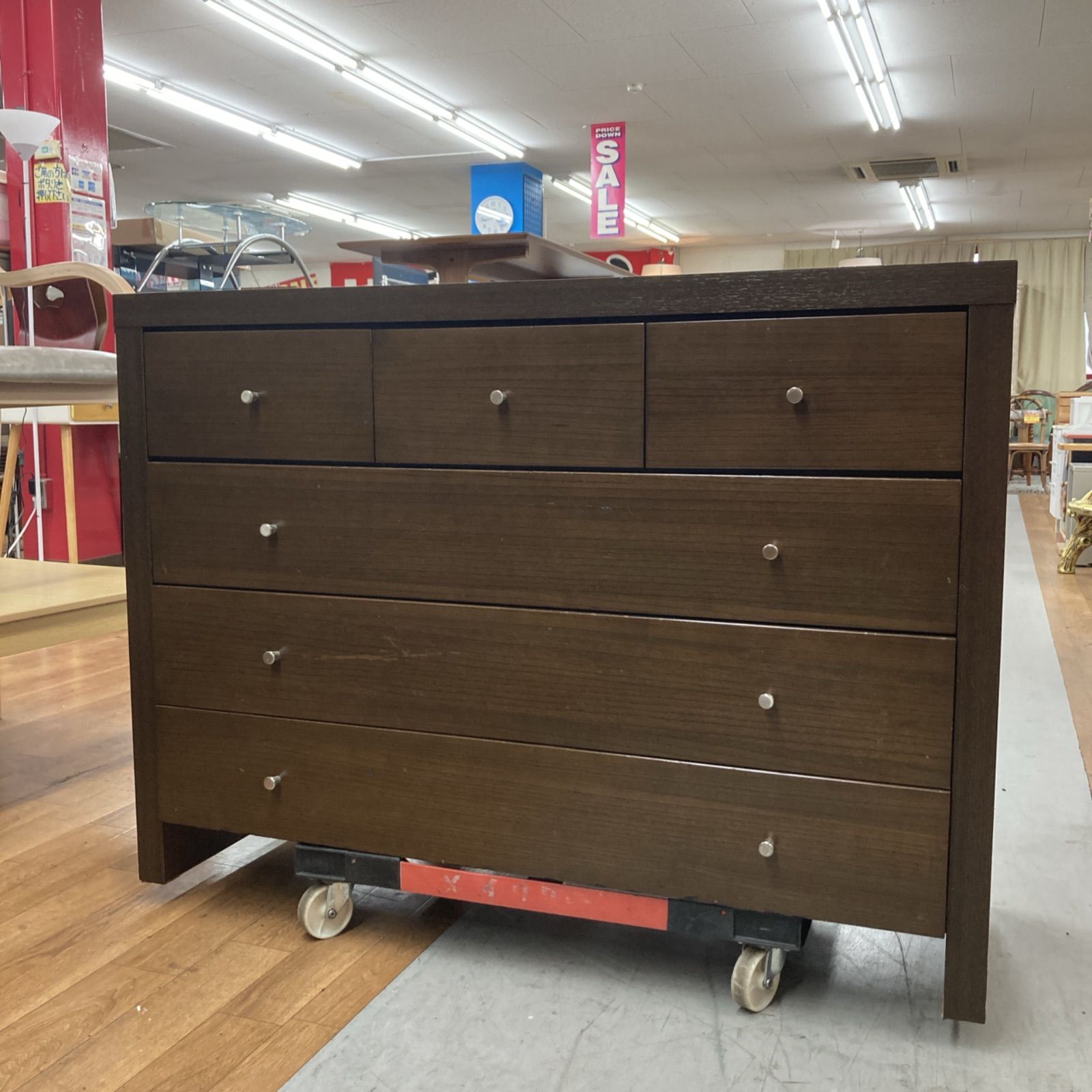 S144 4段チェスト ローチェスト タンス 箪笥 ブラウン 幅117cm