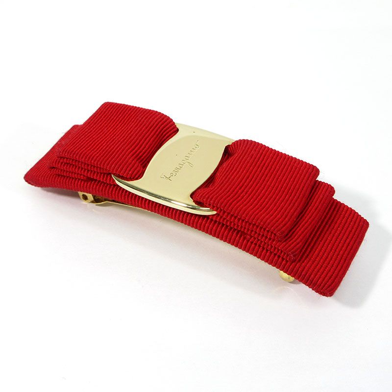 【極美品】フェラガモ ヴァラ バレッタ 赤 レッド×ゴールド 即日発送 極美品】フェラガモ ヴァラ バレッタ 赤 レッド×ゴールド 即日発送