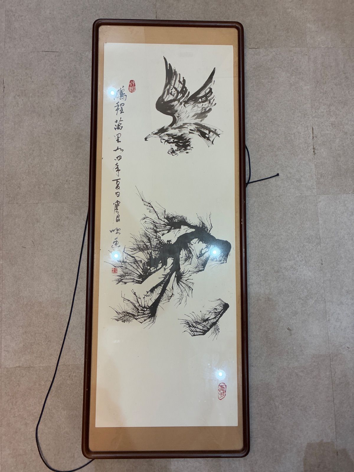 鵬程万里 中国画 落款印あり 額装 額入り 中国美術 芸術 壁掛け飾り