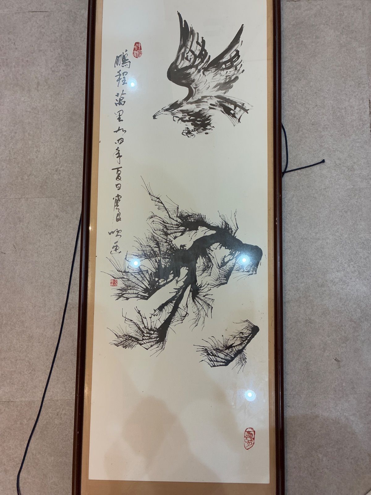 鵬程万里 中国画 落款印あり 額装 額入り 中国美術 芸術 壁掛け飾り