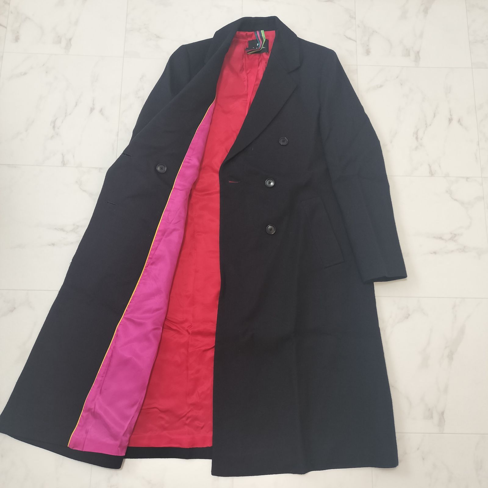 PS Paul Smith ポールスミス ウールカルゼ ダブル ロングコート 40 L
