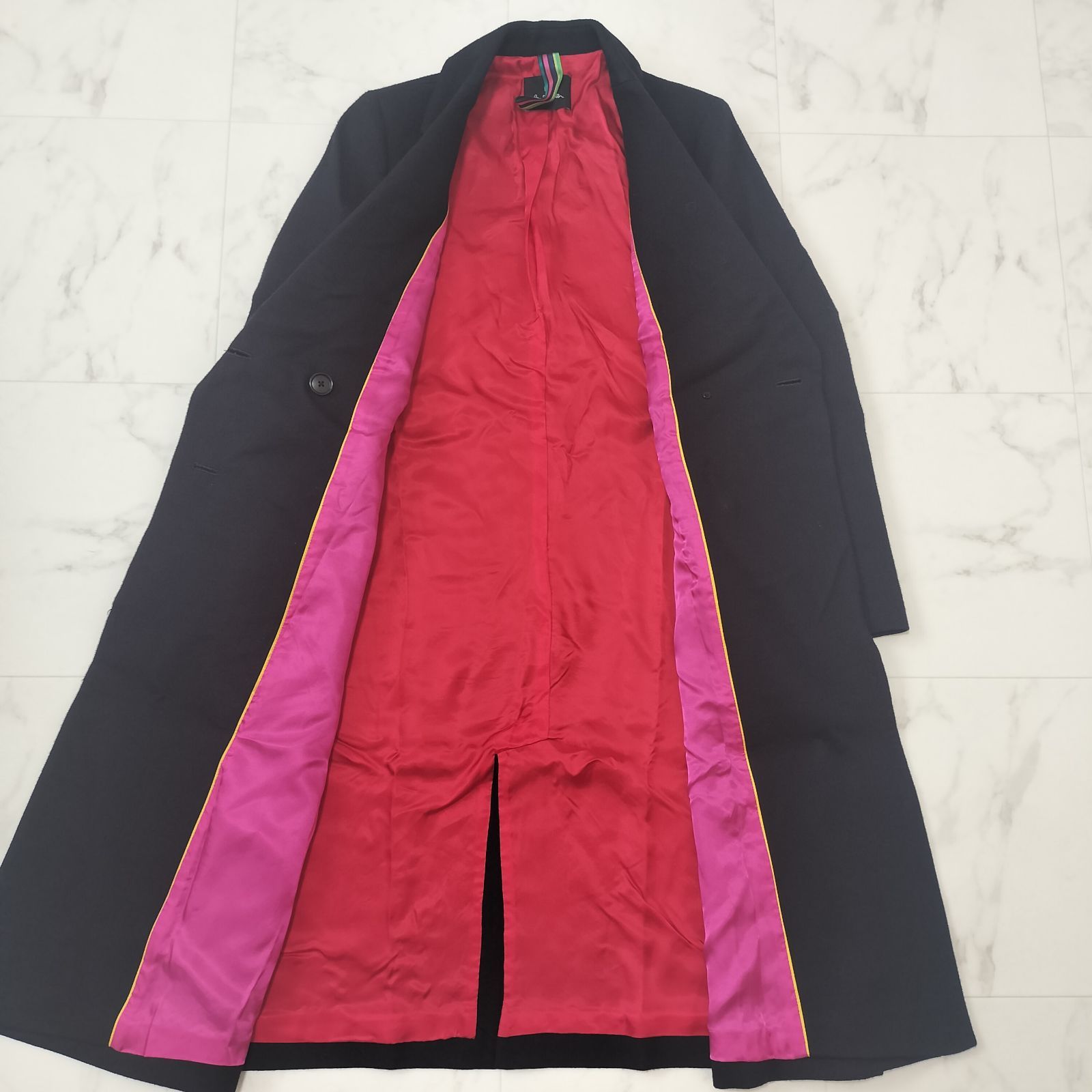 PS Paul Smith ポールスミス ウールカルゼ ダブル ロングコート 40 L