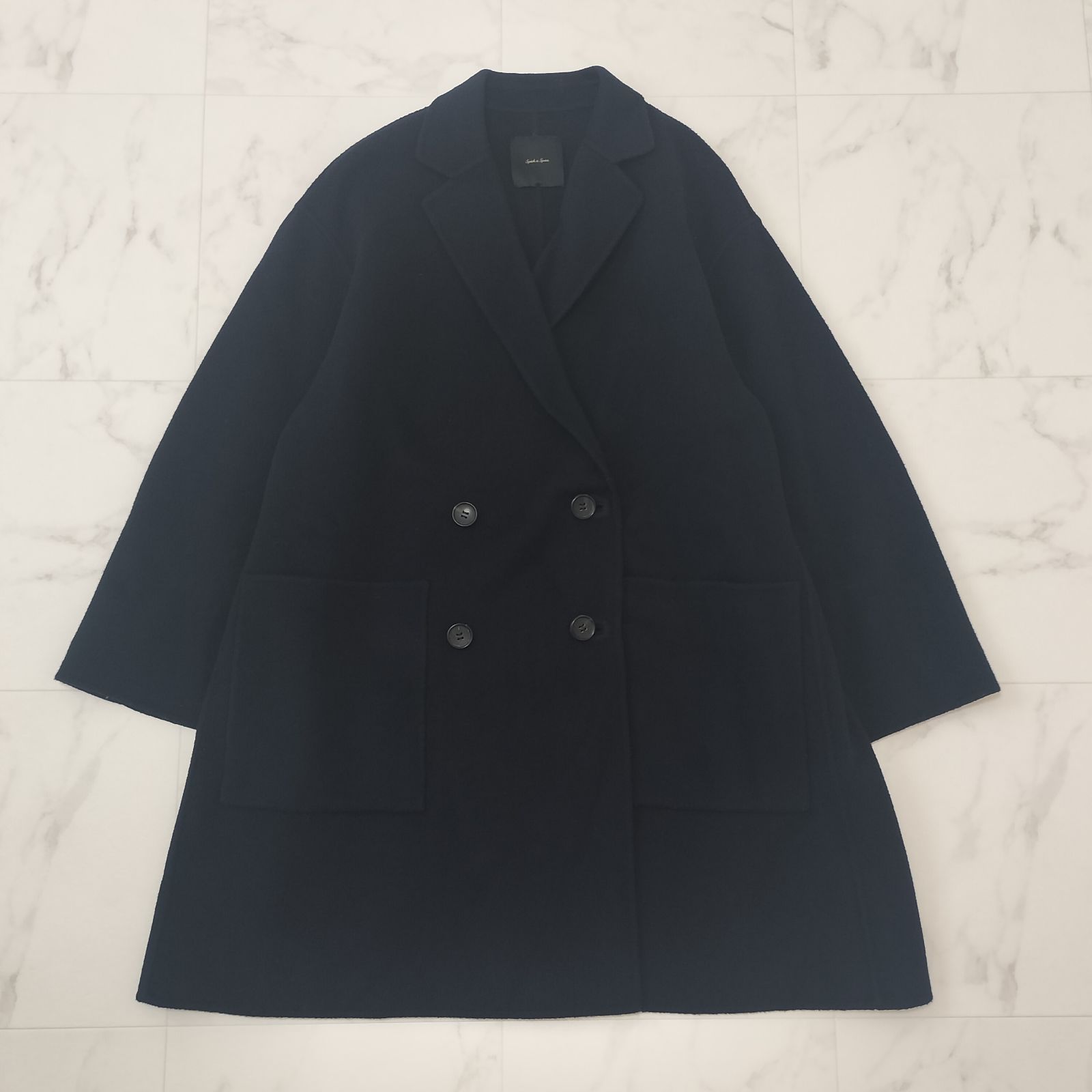 Spick and Span スピックアンドスパン 22AW ダブルブレスト リバーコート ネイビー オーバーサイズ 36 S M