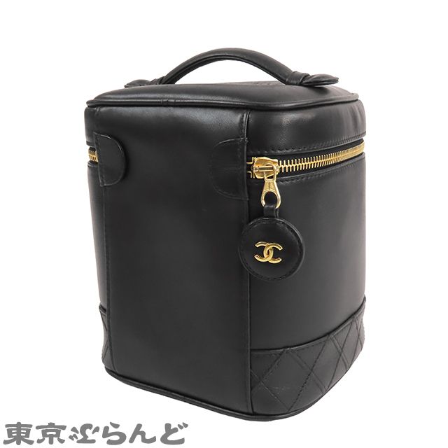 シャネル CHANEL バニティ バッグ ブラック ゴールド金具 レザー ハンドバッグ 縦長 マトラッセ ココマーク 3番台 レディース 101829758
