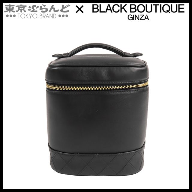 シャネル CHANEL バニティ バッグ ブラック ゴールド金具 レザー ハンドバッグ 縦長 マトラッセ ココマーク 3番台 レディース 101829758