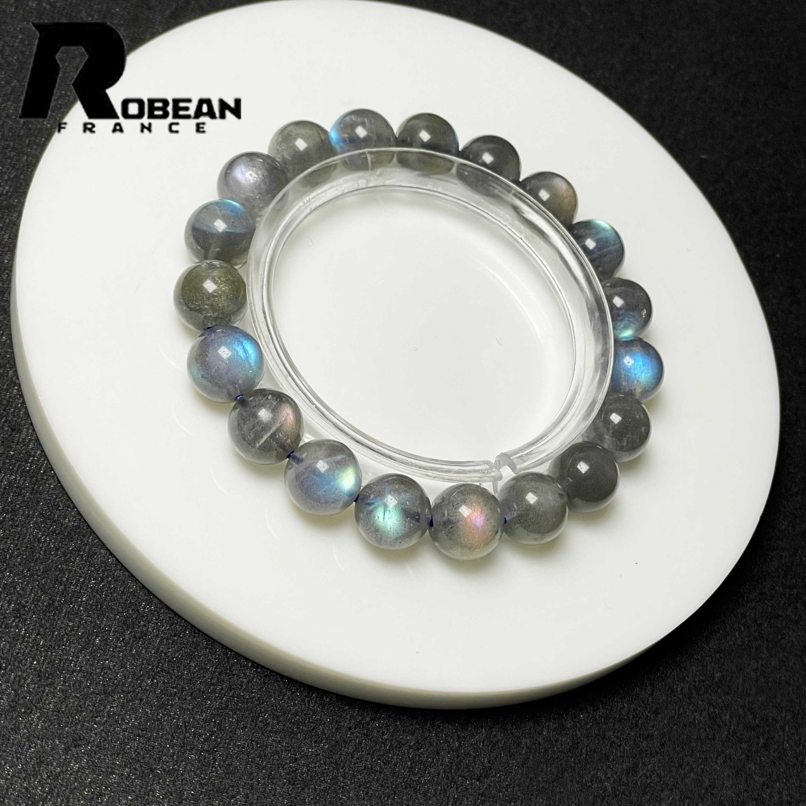 絶賛 EU製 定価11万円 ROBEAN レインボーラブラドライト ブレスレット パワーストーン 幸運 浄化 プレゼント 10.2-10.6mm M1030892