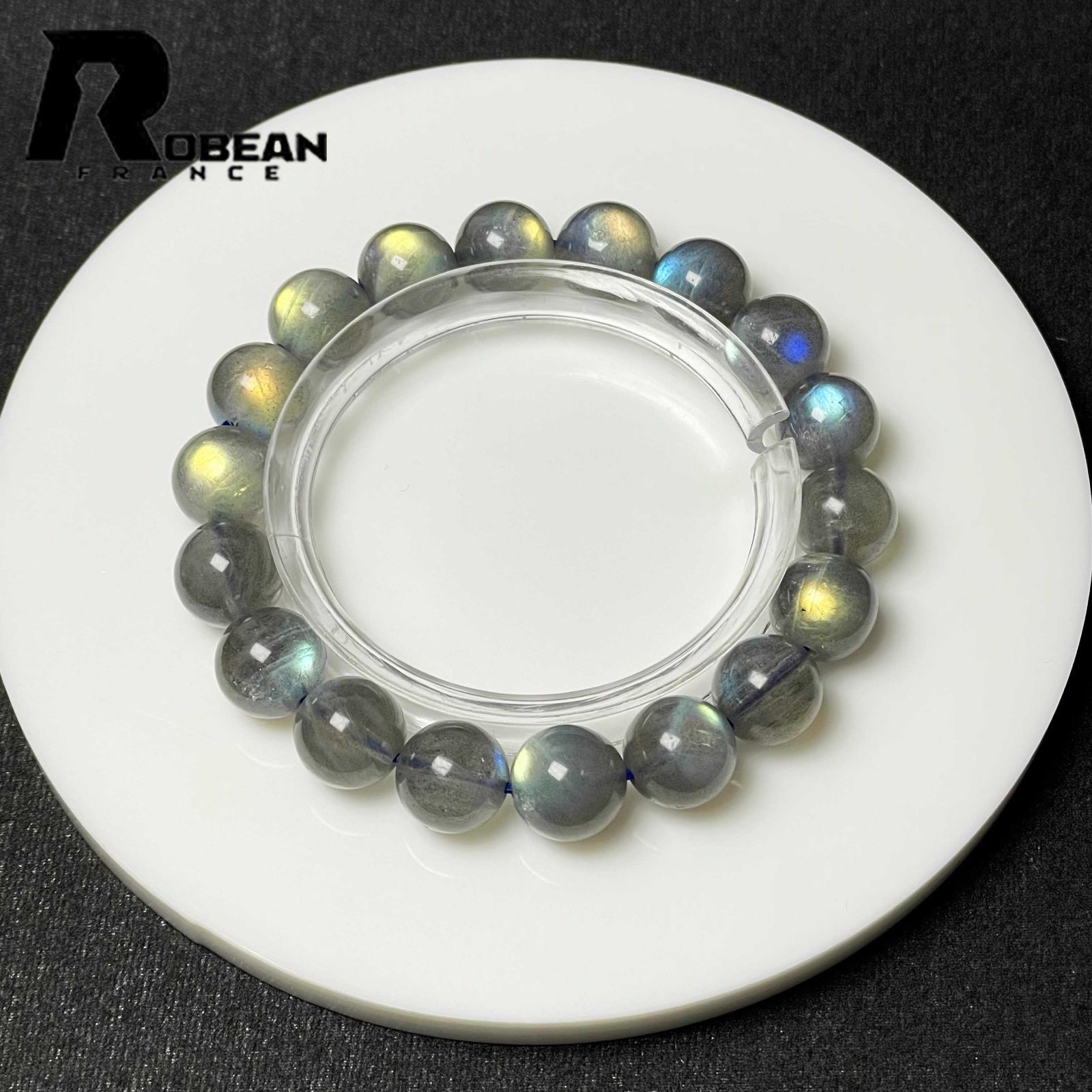 上級 EU製 定価11万円 ROBEAN レインボーラブラドライト ブレスレット パワーストーン 幸運 浄化 プレゼント 11-11.5mm M1030893