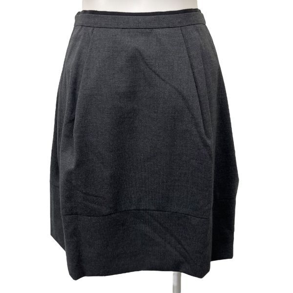 ◇ フォクシー Foxey スカート 膝丈 プリーツスカート グレー 黒 毛