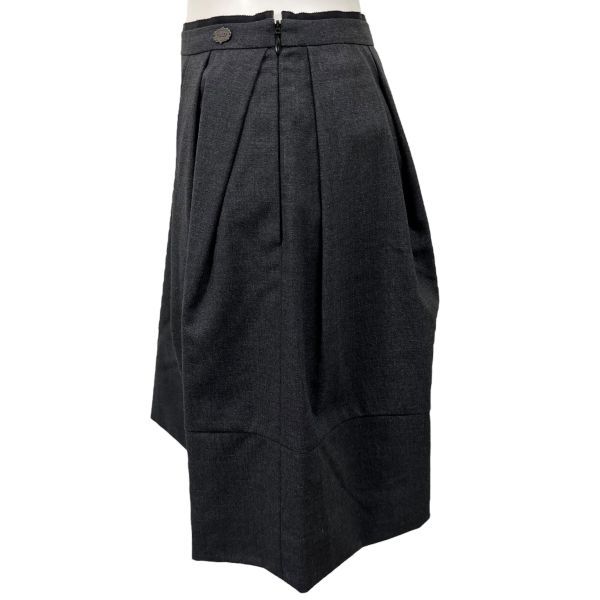 ◇ フォクシー Foxey スカート 膝丈 プリーツスカート グレー 黒 毛