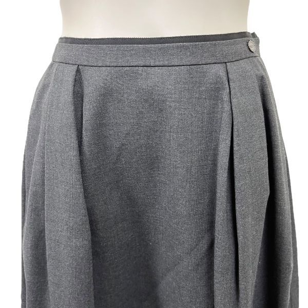◇ フォクシー Foxey スカート 膝丈 プリーツスカート グレー 黒 毛