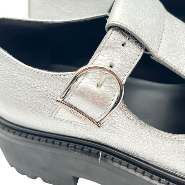  セリーヌ CELINE ローファー メリージェーン ストラップ シルバー色 36 約23 cm レディース S 5 X 026 その他 靴