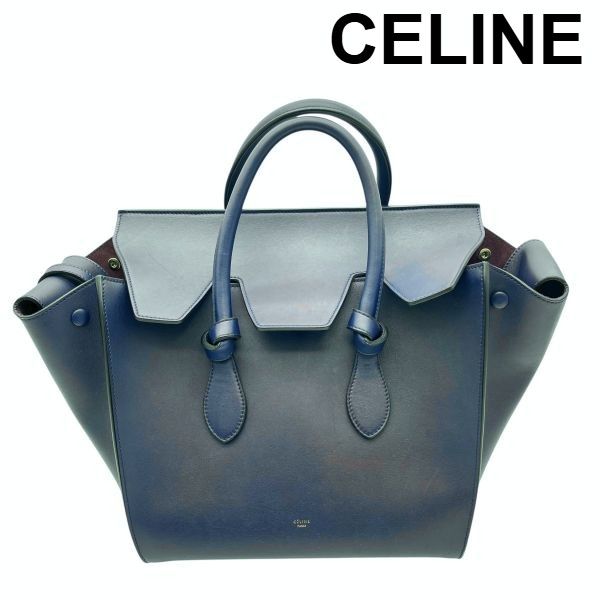 セリーヌ CELINE タイバッグ ハンドバッグ ネイビー カーフスキン レディース S5X025