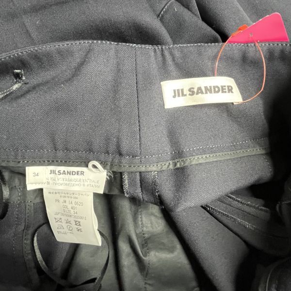 ジルサンダー JIL SANDER バレルレッグ パンツ ズボン 長ズボン ネイビー 濃紺 毛100％ 34 XS 5号 レディース S5X033 DECORATOM_COM_BR