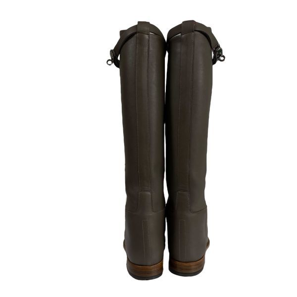 エルメス HERMES ジャンピング ロングブーツ 乗馬ブーツ ケリーバックル グレージュ レザー 36 1 2 23.5 cm レディース 5 E 222