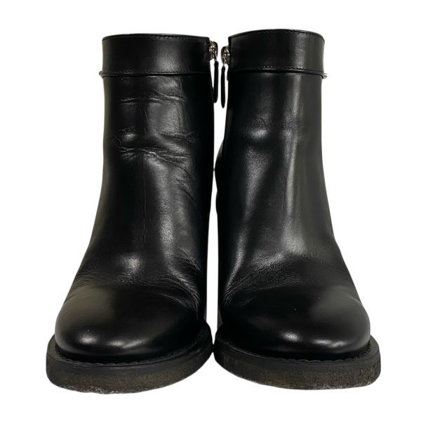 シャネル CHANEL ショートブーツ ココマーク ターンロック サイドジップ チャンキーヒール 黒 レザー 39 24.5～25.5 cm レディース 5 E 226