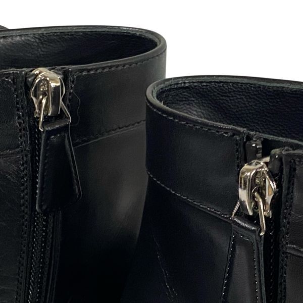  シャネル CHANEL ショートブーツ ココマーク ターンロック サイドジップ チャンキーヒール 黒 レザー 39 24.5～25.5 cm レディース 5 E 226 ブーティ ブーツ