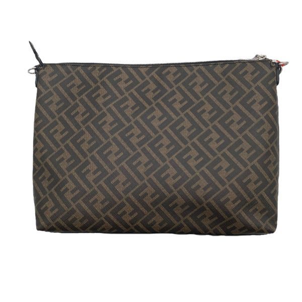 フェンディ FENDI ダイアゴナル メッセンジャーバッグ FFロゴ クラッチバッグ ショルダーバッグ 2WAY 黒 こげ茶 レザー メンズ 5E228