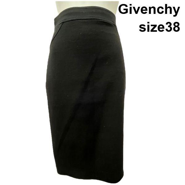 ジバンシー Givenchy ロング スカート マーメイドスカート ジップ 黒 ウール 38 M 9号 レディース S 5 X 008