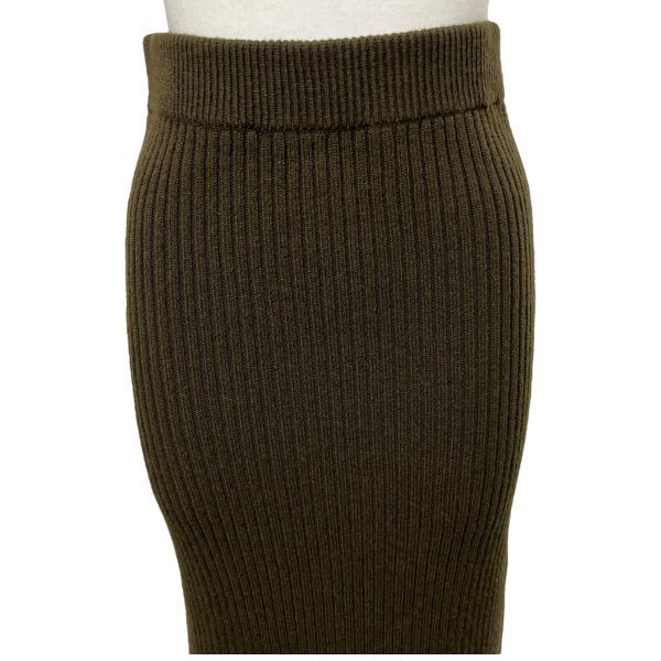 マックスマーラ Max Mara ロングスカート ニットスカート カーキ 毛 カシミア M 9号 レディース S5X012