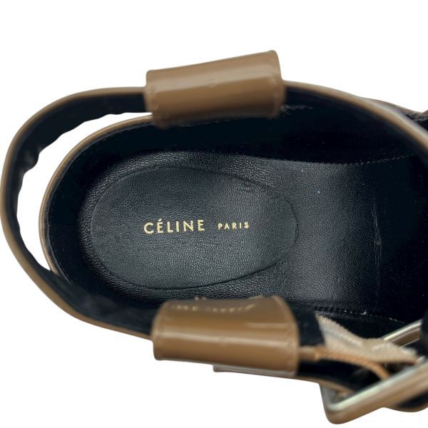  セリーヌ CELINE サンダル ウェッジ ソール 厚底 オープントゥ ベージュ ブラウン 35 約22 cm前後 レディース S 5 W 394 サンダル サンダル ミュール