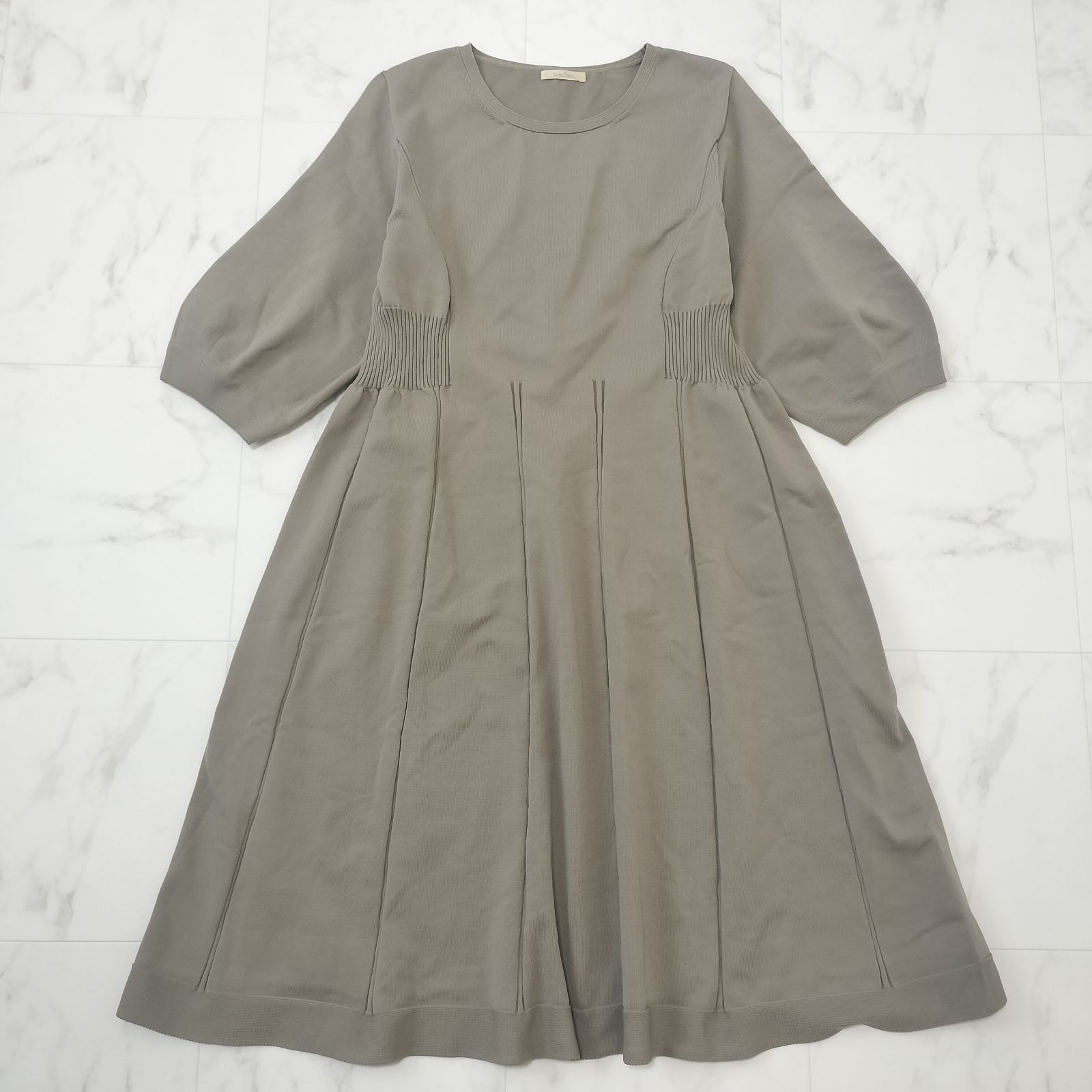 Rose Tiara ローズティアラ ホールガーメント ニットワンピース カーキベージュ 大きいサイズ46 3XL