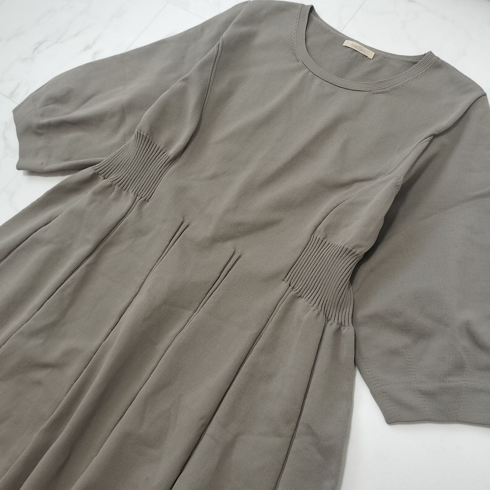 Rose Tiara ローズティアラ ホールガーメント ニットワンピース カーキベージュ 大きいサイズ46 3XL