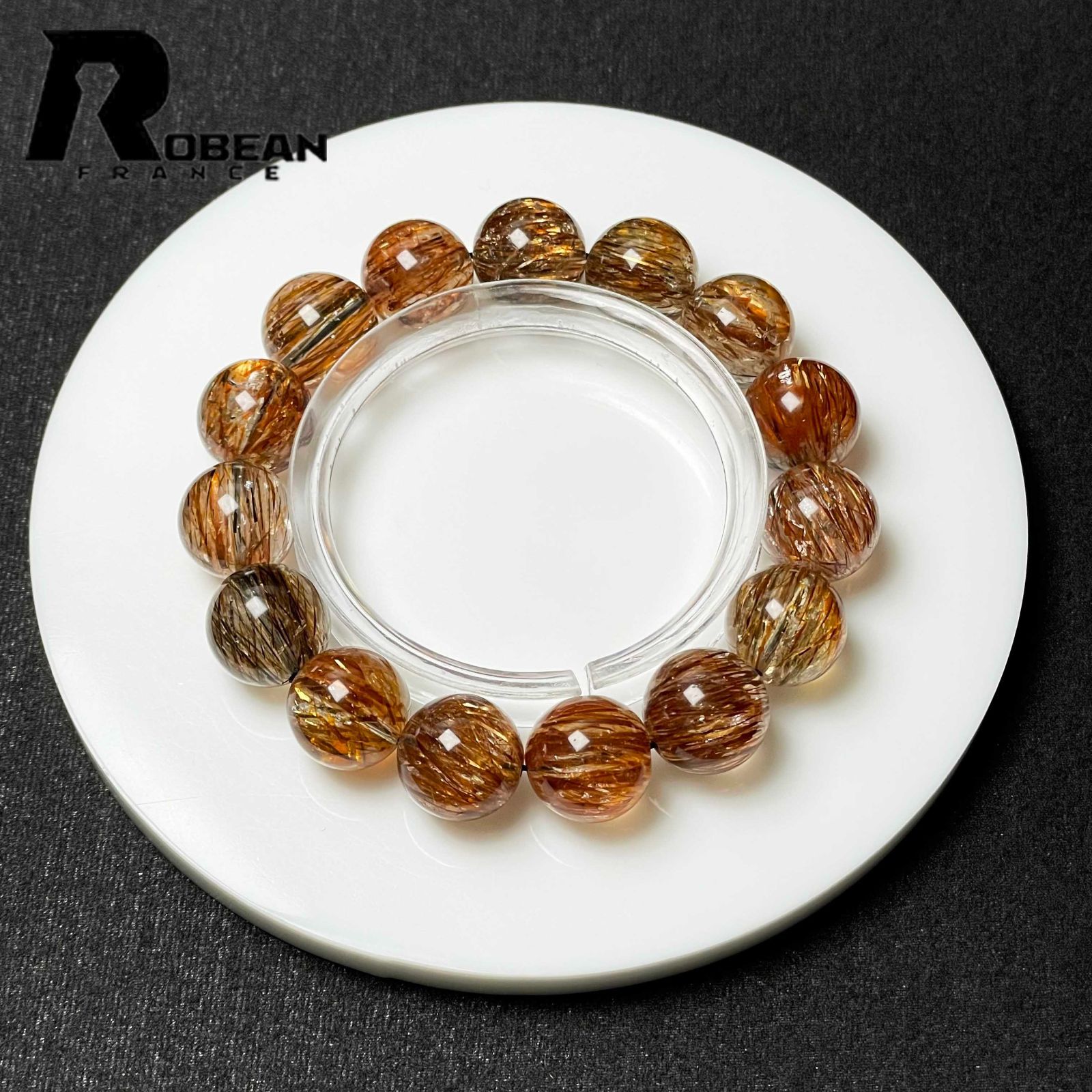 EU製 定価14万円 ROBEAN ゴールドスーパーセブン パワーストーン ブレスレット 天然石 原石 お守り プレゼント 13.7-14.2 mm