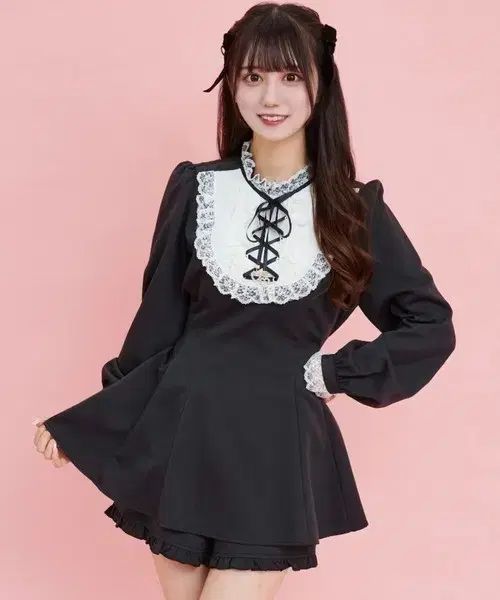 シークレットハニー レースアップ ヨーク セットアップ ブラック シークレットハニー セットアップ 量産型 地雷系 リズリサ