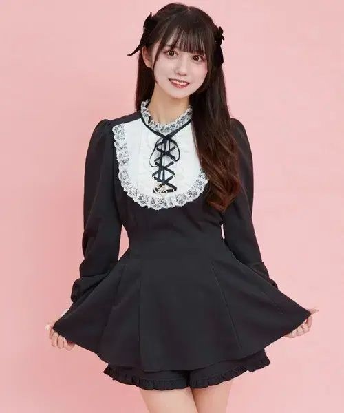 シークレットハニー レースアップ ヨーク セットアップ ブラック シークレットハニー セットアップ 量産型 地雷系 リズリサ