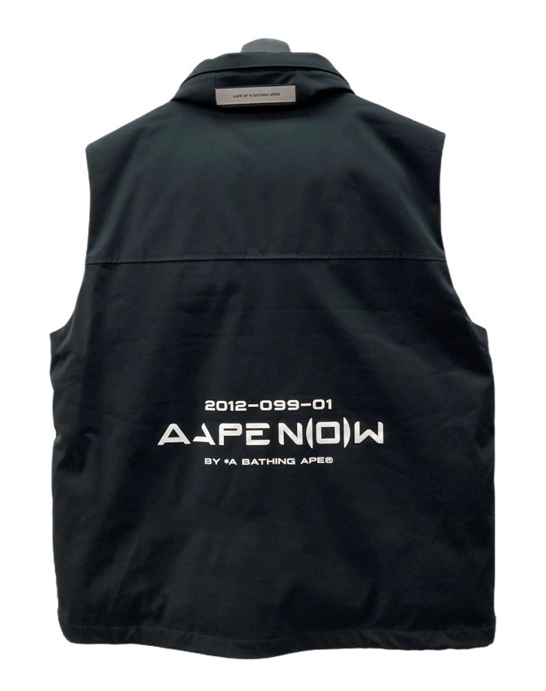アベイシングエイプ A BATHING APE AAPE WAISTCOAT ウェスト コート ダウン ベスト 黒 AAPVCM7455XXH ベスト ロゴ ブラック XLサイズ 104MT-2152