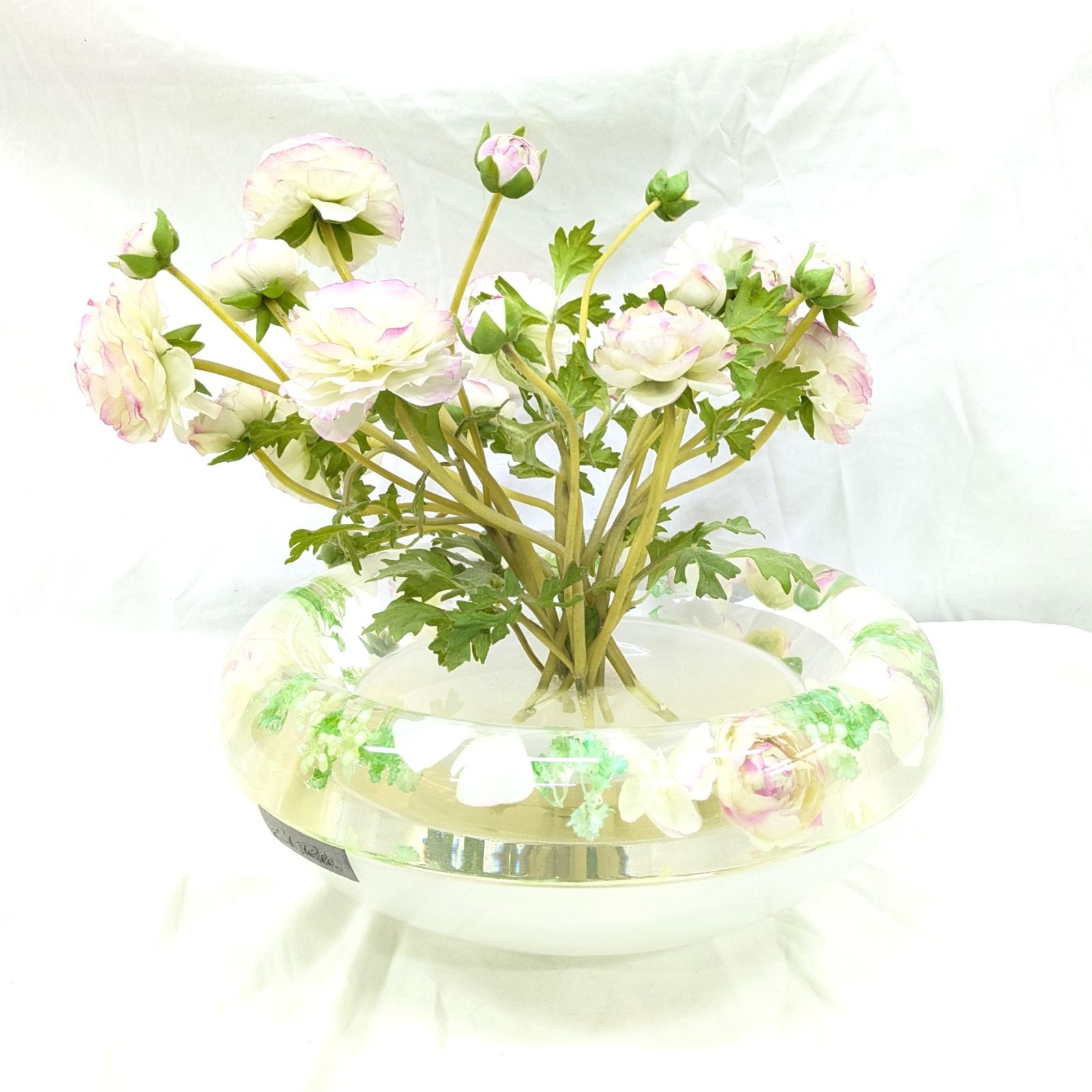 Emilio Robba エミリオ ロバ アートフラワー ボウル 特大 ガラス バラ ローズ 直径約35cm 高さ35cm