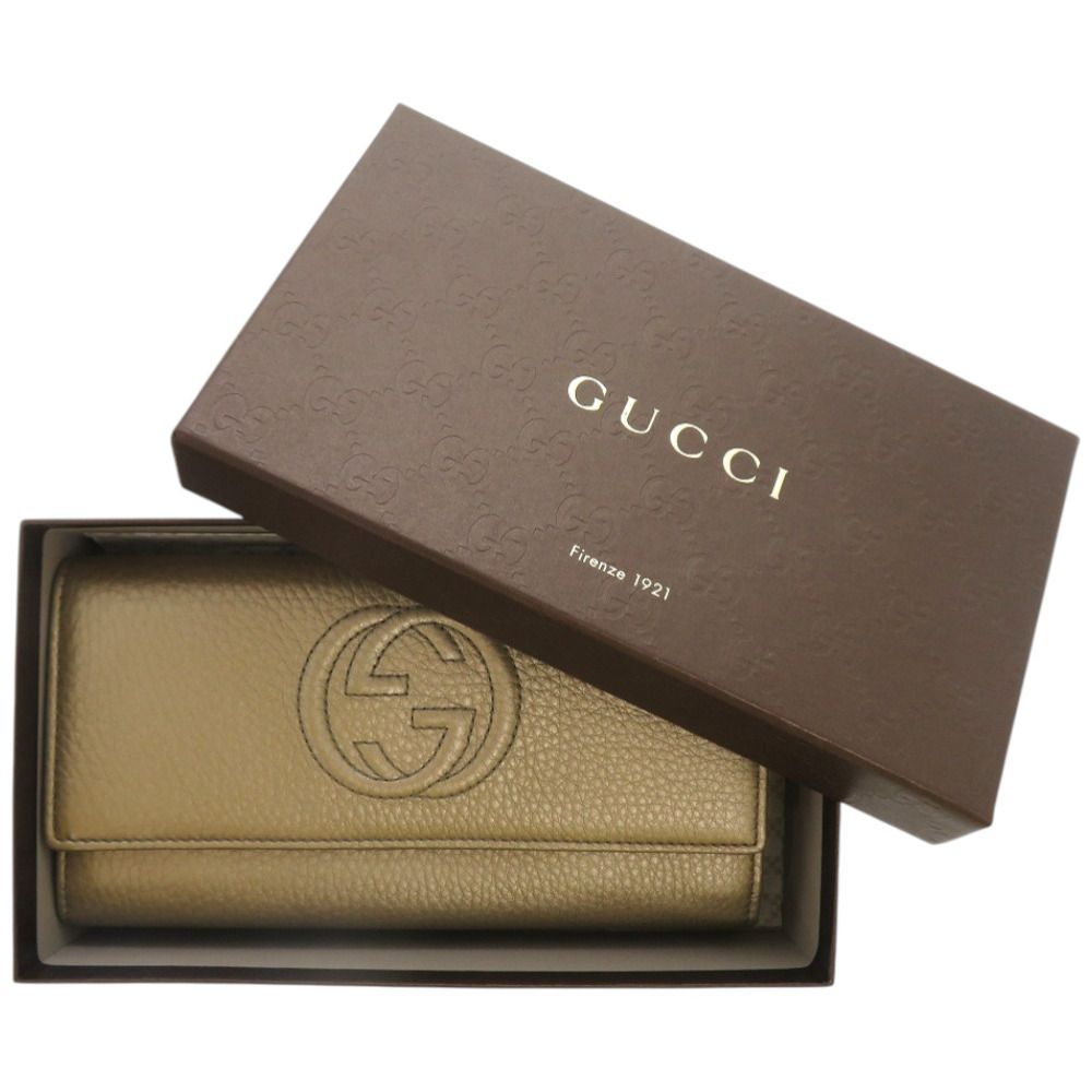グッチ ラウンドファスナー ソーホー インターロッキングG 282414 レザー シャンパンゴールド 長財布 0979 GUCCI