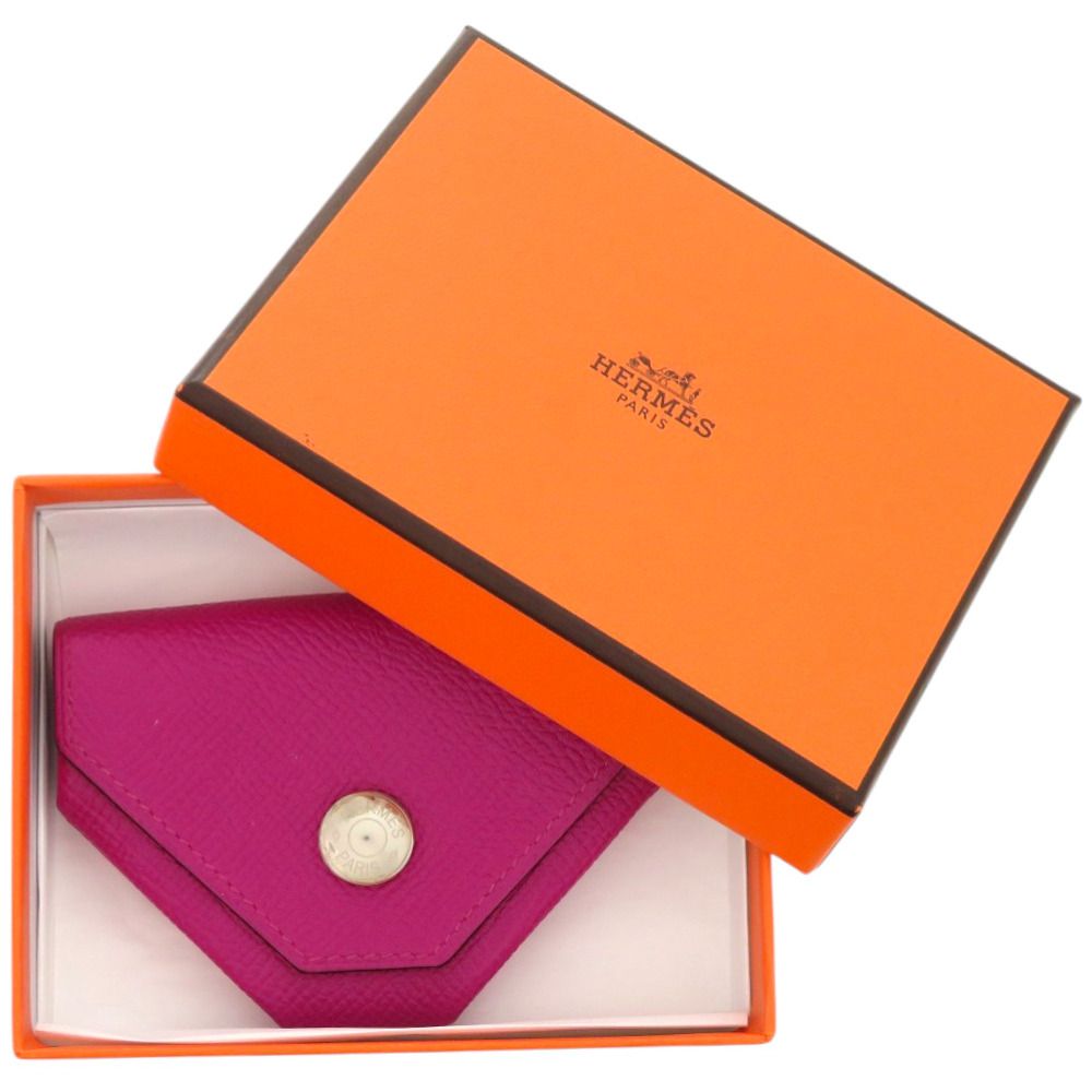 エルメス ヴァンキャトル ヴォーエプソン ローズパープル A刻印 紫 コインケース 財布 0574 HERMES