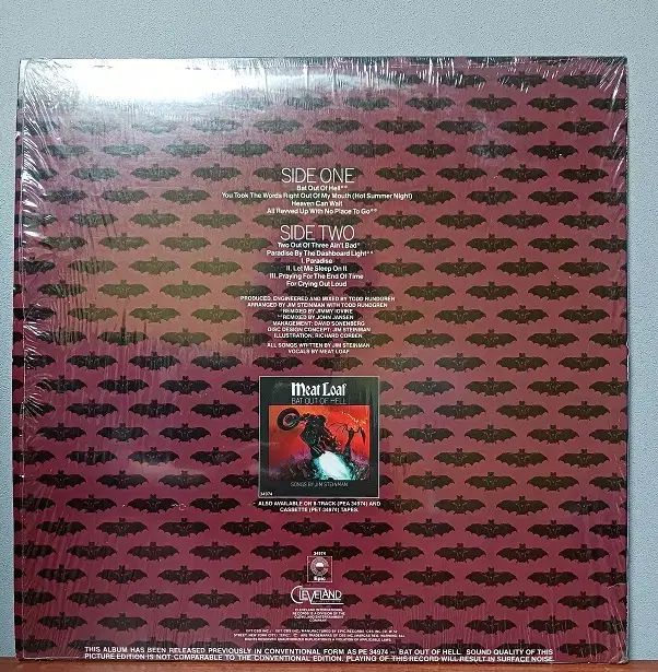 Picture Disc Meat Loaf Bat Out Of He