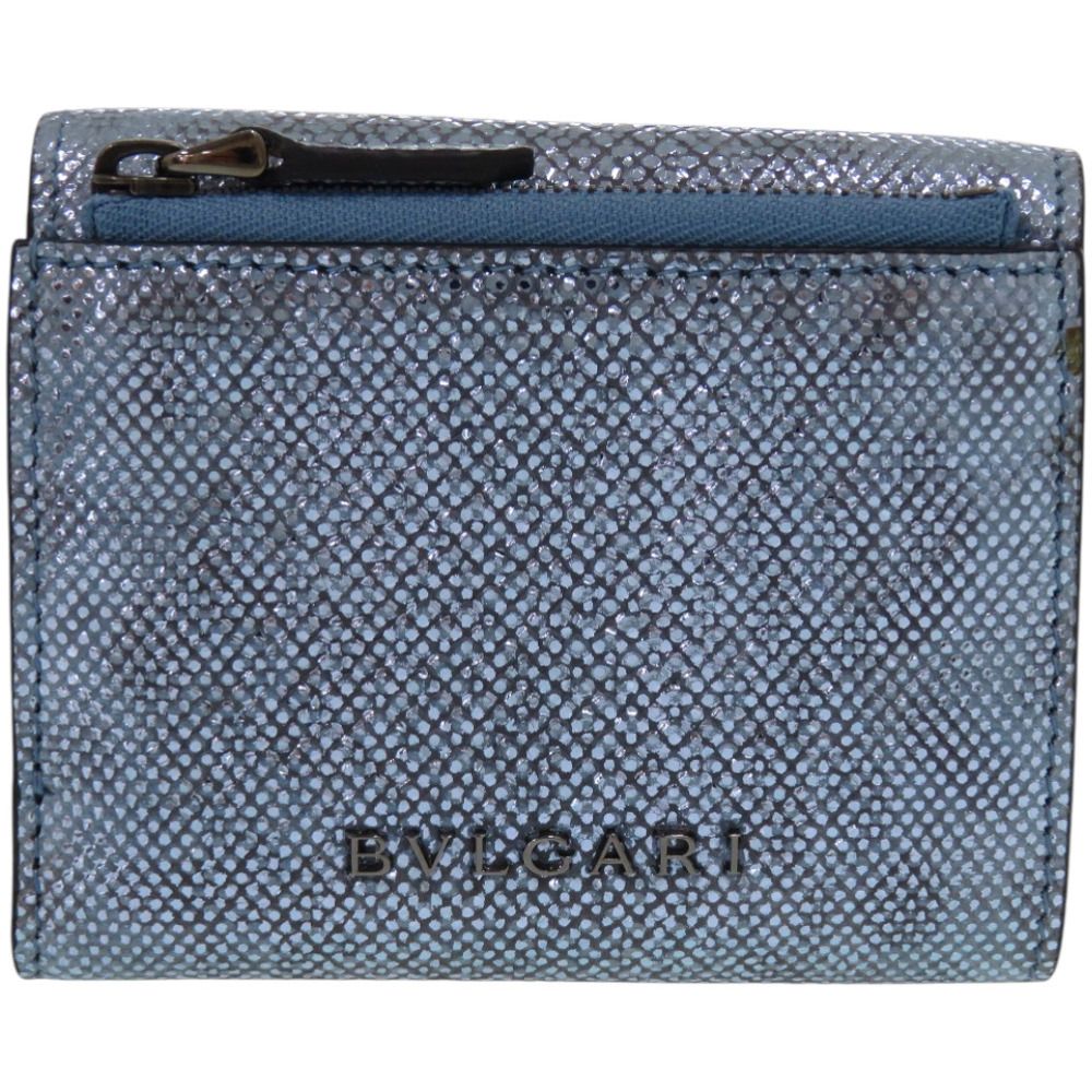 ブルガリ セルペンティ フォーエバー パイソン レザー ライトブルー 三つ折り財布 0933 BVLGARI
