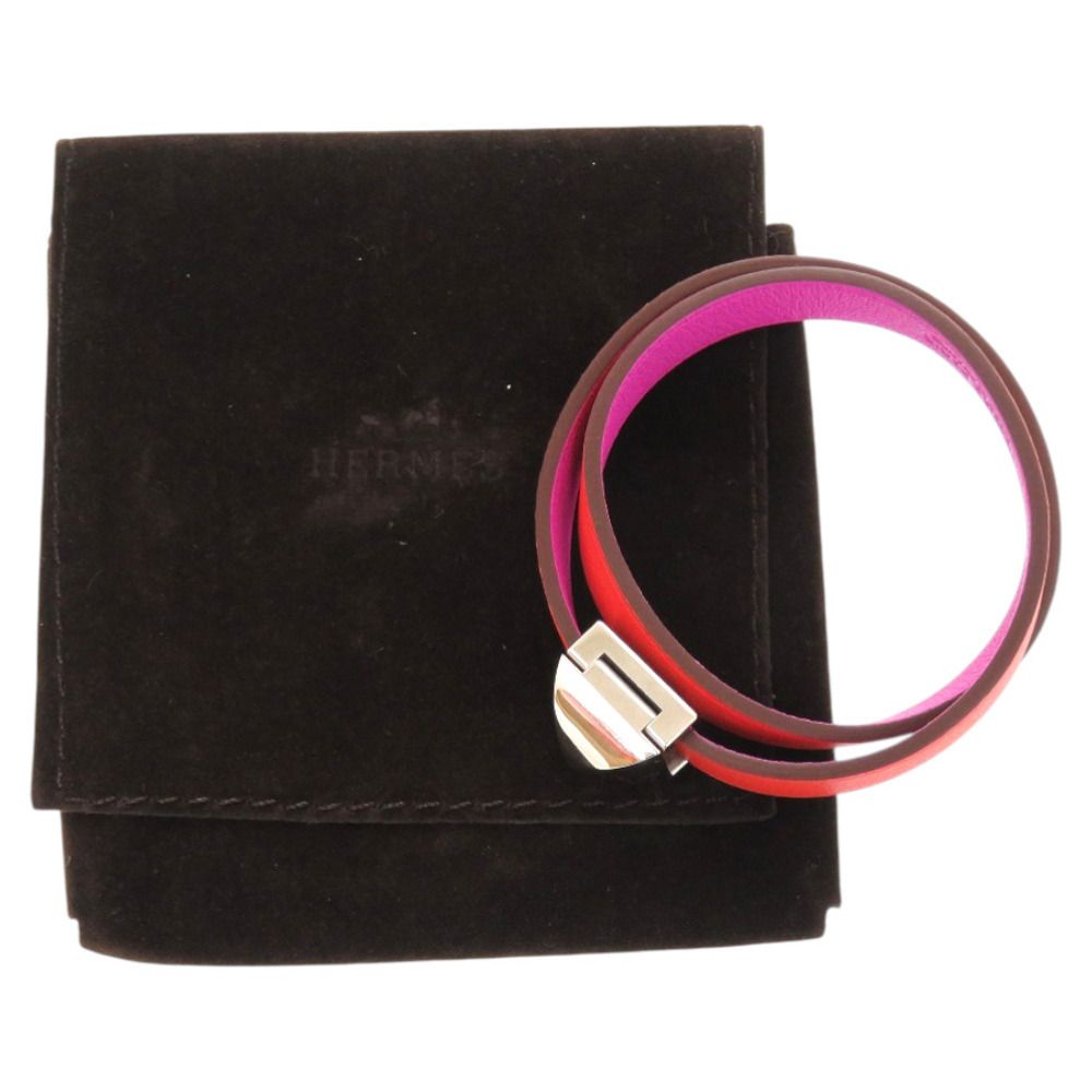 エルメス ドゥブルトゥール アンフィニ メドール レザー メタル オレンジ 紫 バイ ブレスレット 0160 HERMES