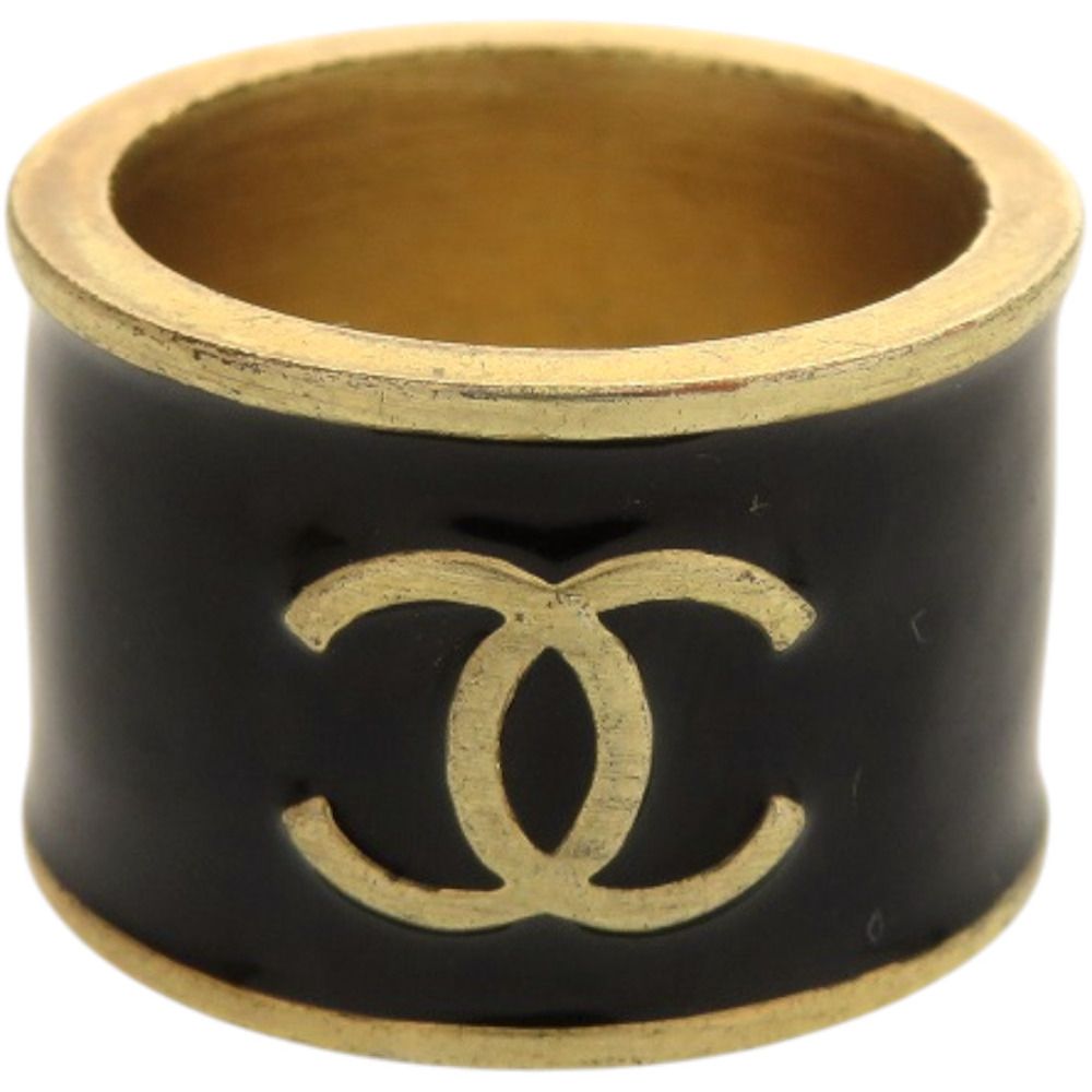 シャネル ココマーク ハート A 18714 メタル 約15号 ゴールド 黒 リング 指輪 0131 CHANEL