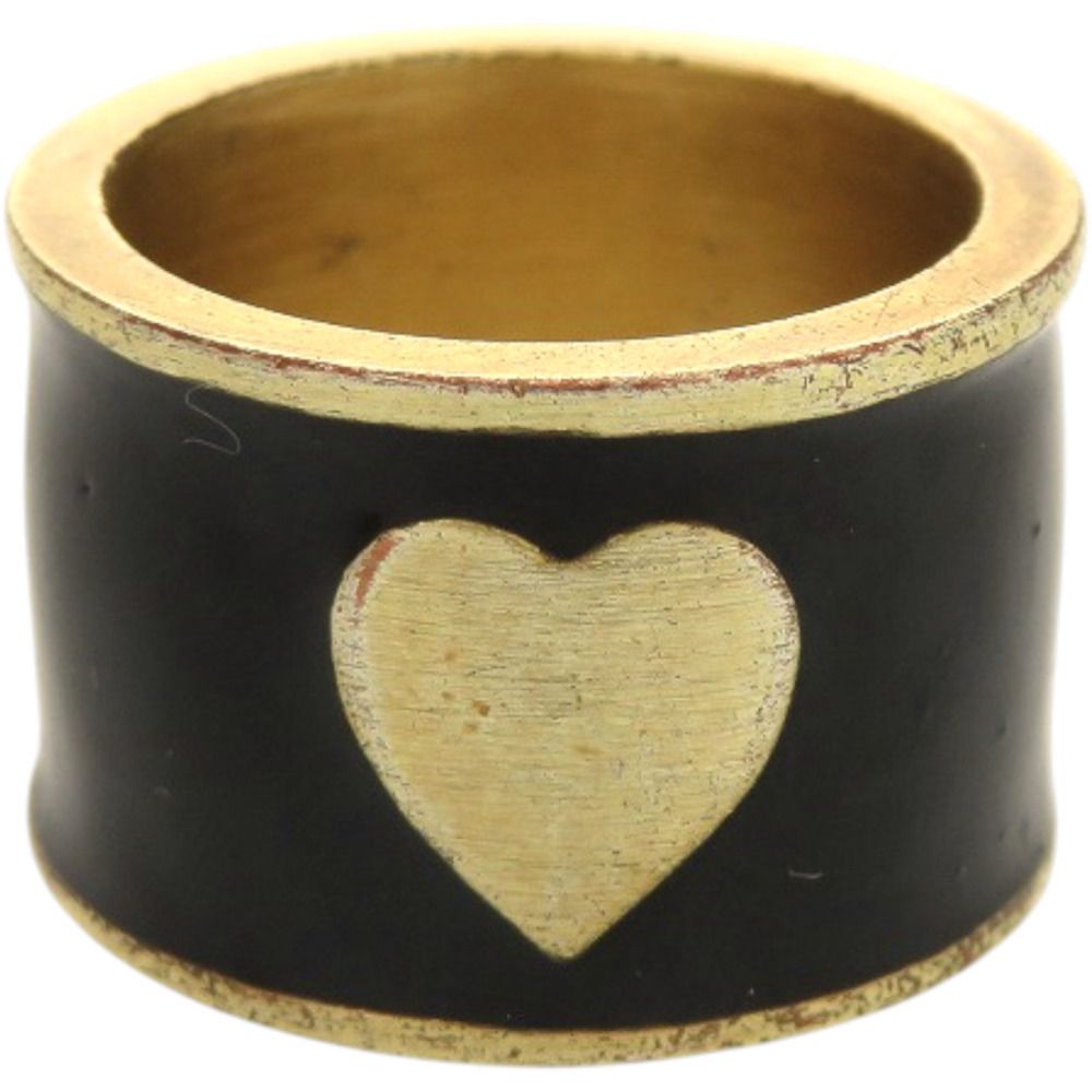 シャネル ココマーク ハート A18714 メタル 約15号 ゴールド 黒 リング 指輪 0131 CHANEL