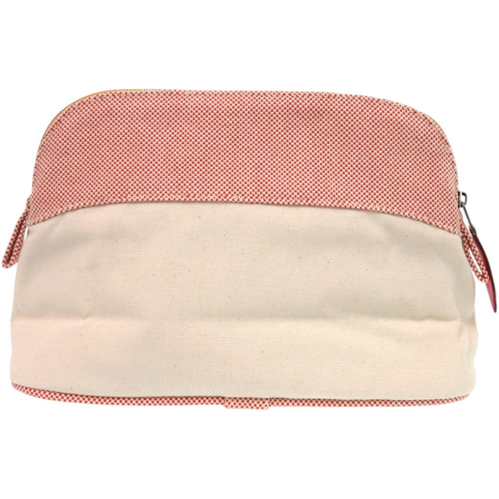 エルメス ボリードポーチ 馬刺繍 コットン アイボリー 白 ポーチ バッグ 1247 HERMES