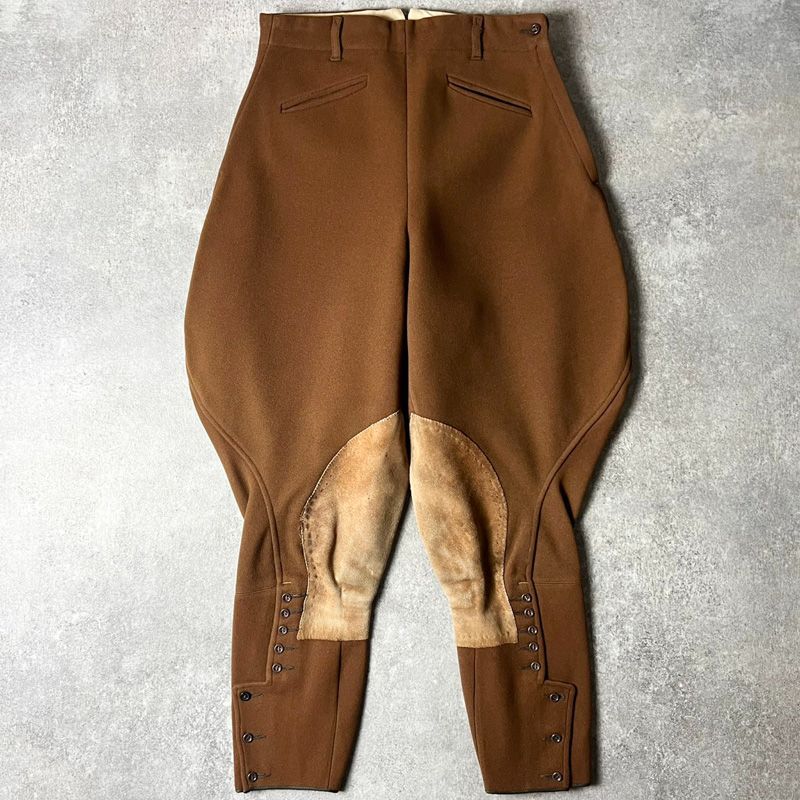 40s 本革 レザー 切替 ウール ウィップコード ジョッパーズ パンツ 29 40年代 ビンテージ コの字 TALON タロン ジョガー 乗馬