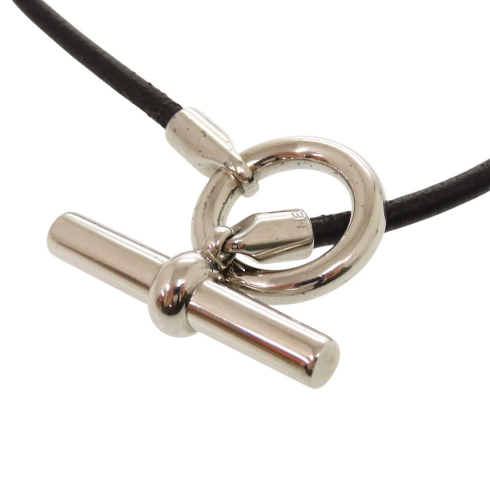 エルメス グレナン レザー ブラック シルバー金具 2連ブレスレット 0184 HERMES