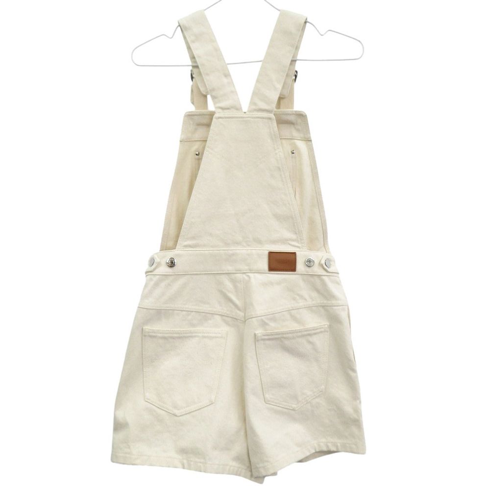 エルメス コットン ホワイト シルバー金具 サロペット 白 1275 HERMES