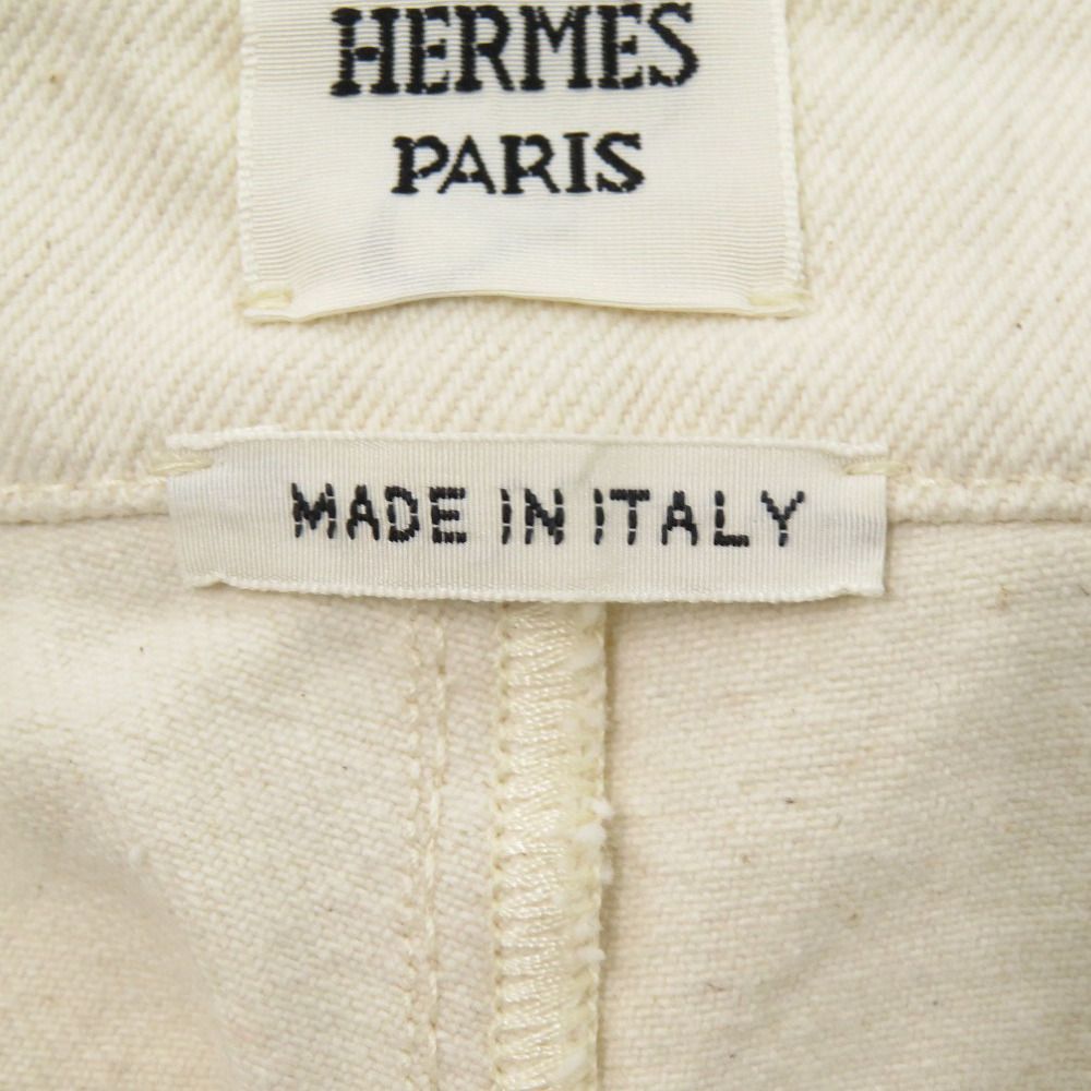 エルメス コットン ホワイト シルバー金具 サロペット 白 1275 HERMES FORTGASGNV_COM_BR