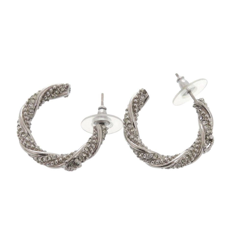 美品 シャネル フープピアス ココマーク メタル シルバー ピアス 0757