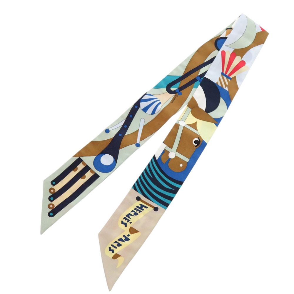 エルメス ツイリー Parade en Fanfare パラード アン ファンファーレ シルク ブルー スカーフ 青 1246 HERMES